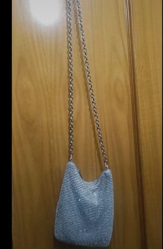Bolso Zara Plata Strass 