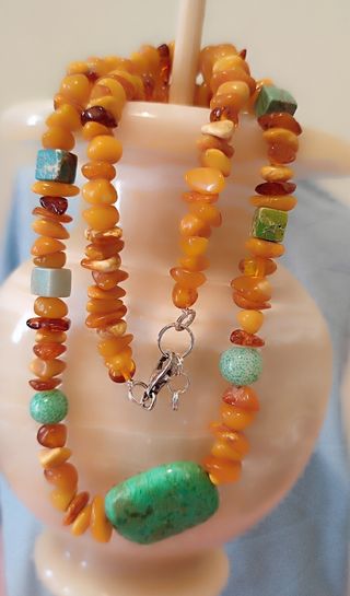 Collana ambra naturale | Turchese
