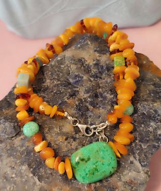 Collana ambra naturale | Turchese