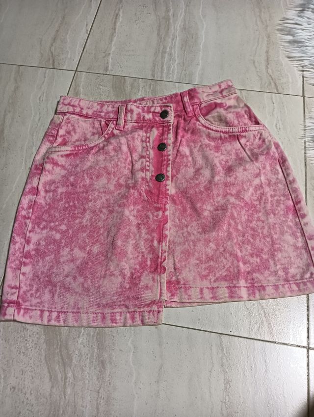 Mini Falda Vaquera Rosa Desgastada