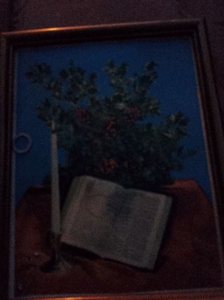 Cuadro pintura azul flores