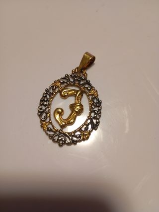 Colgante Letra J - Dorado y Plata