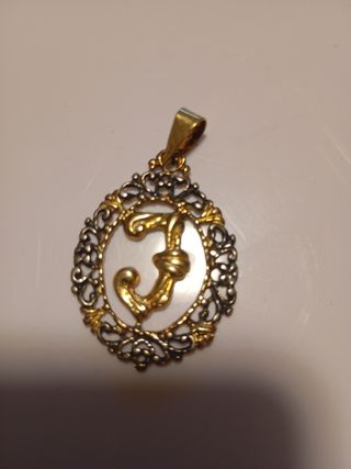 Colgante Letra J - Dorado y Plata