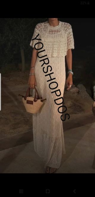 Vestido largo punto pointelle T-S ZARA