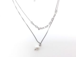 collar plata 925mm con piedra con perla 23cm 
