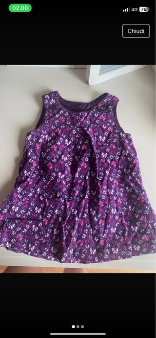 Vestitino bimba fiori viola 6-9m