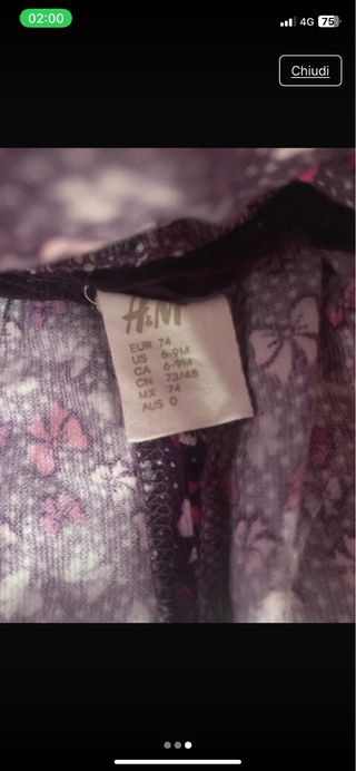 Vestitino bimba fiori viola 6-9m