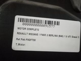 91577 f9qf730 motor completo renault megane i fase