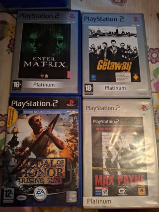 4 juegos PS2 (Platinum): Matrix, Max Payne, Medal