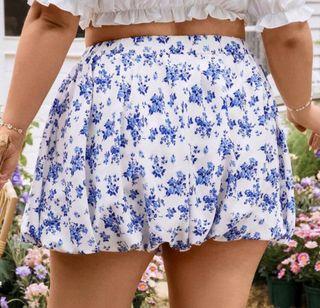 Mini Falda Shein - Flores Azul