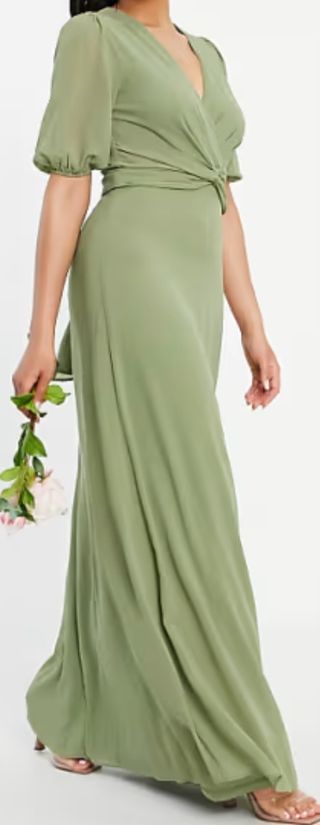 Vestido largo verde oliva boda