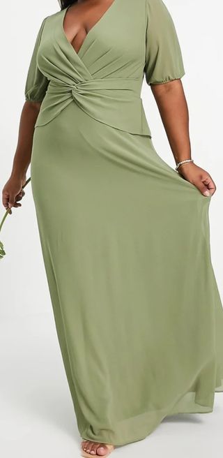 Vestido largo verde oliva boda