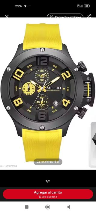 Reloj Megir deportivo amarillo