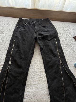 Vaqueros negros cremallera