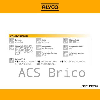 Juego Llaves de Vaso de 1/2" - 47 Piezas Alyco 190240