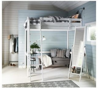 Cama alta IKEA STORA Negra + Escritorio Integrado