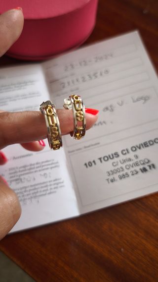 Pendientes Tous logo dorados plata