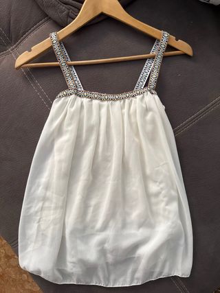 Top blanco HM boho talla S