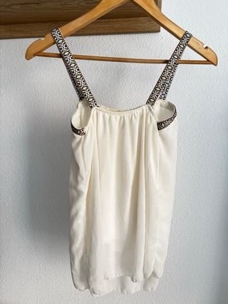 Top blanco HM boho talla S