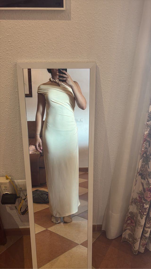 Vestido midi shein asimétrico amarillo