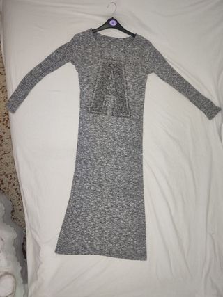 Vestido Gris talla L XL textura punto Brillante 