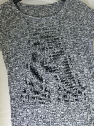 Vestido Gris talla L XL textura punto Brillante 