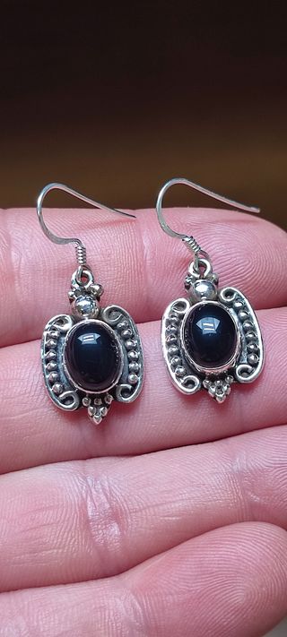 Pendientes de plata y ónix. 