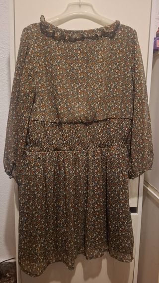 Vestido floral marrón y multicolor