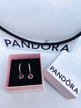 Pendientes de aro  Pandora Rojo Brillante