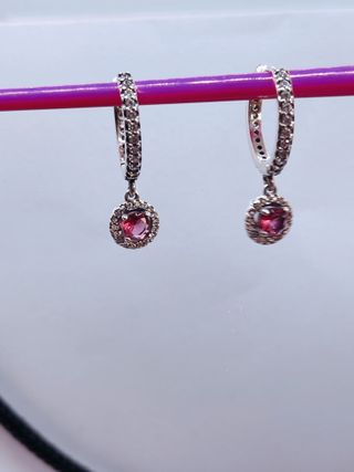 Pendientes de aro  Pandora Rojo Brillante
