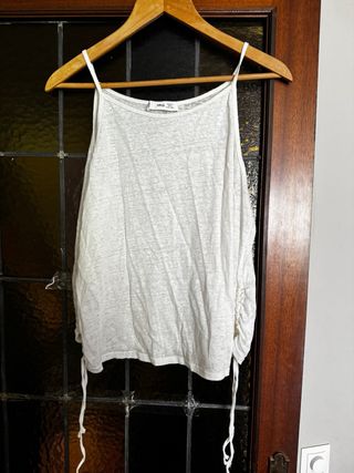 Top lino beige tirantes