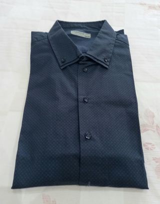 Camicia Uomo Slim Fit Blu Geometrica