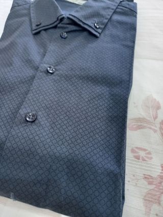 Camicia Uomo Slim Fit Blu Geometrica