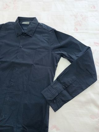 Camicia Uomo Slim Fit Blu Geometrica