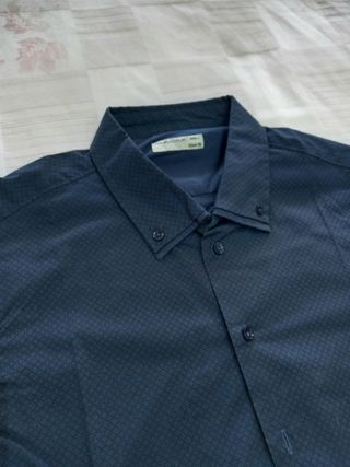 Camicia Uomo Slim Fit Blu Geometrica