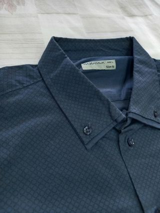 Camicia Uomo Slim Fit Blu Geometrica