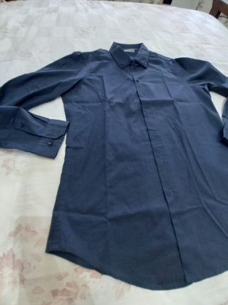Camicia Uomo Slim Fit Blu Geometrica