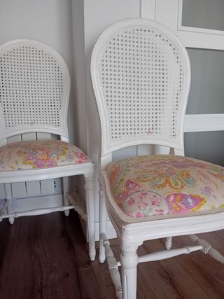3 Sillas Comedor Blancas - Rattan