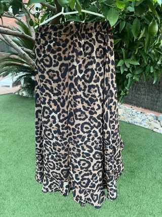Falda midi leopardo SHEIN