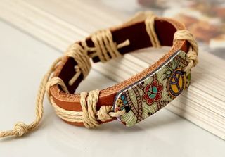 Pulsera cuero marrón trenzada