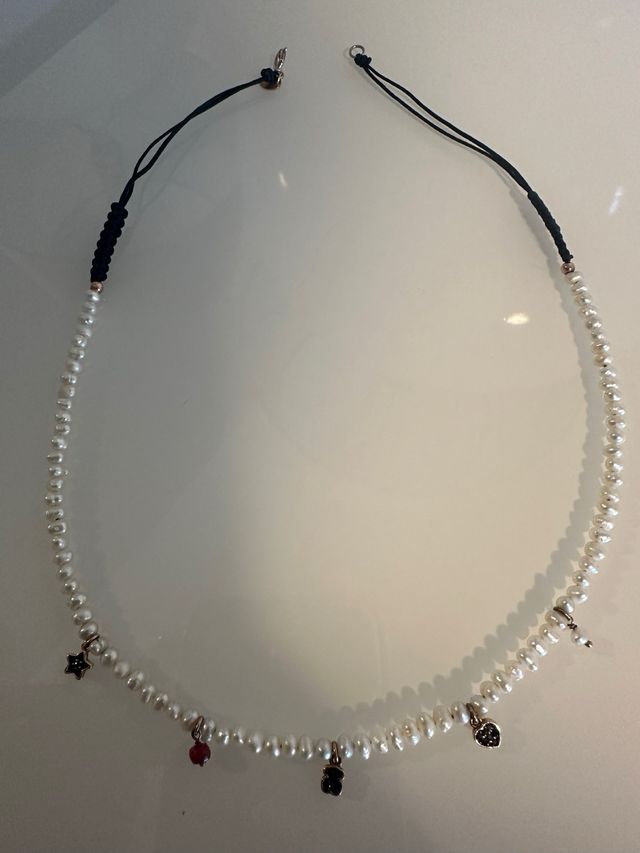 Gargantilla Tous  plata perlas cultivadas y rubi