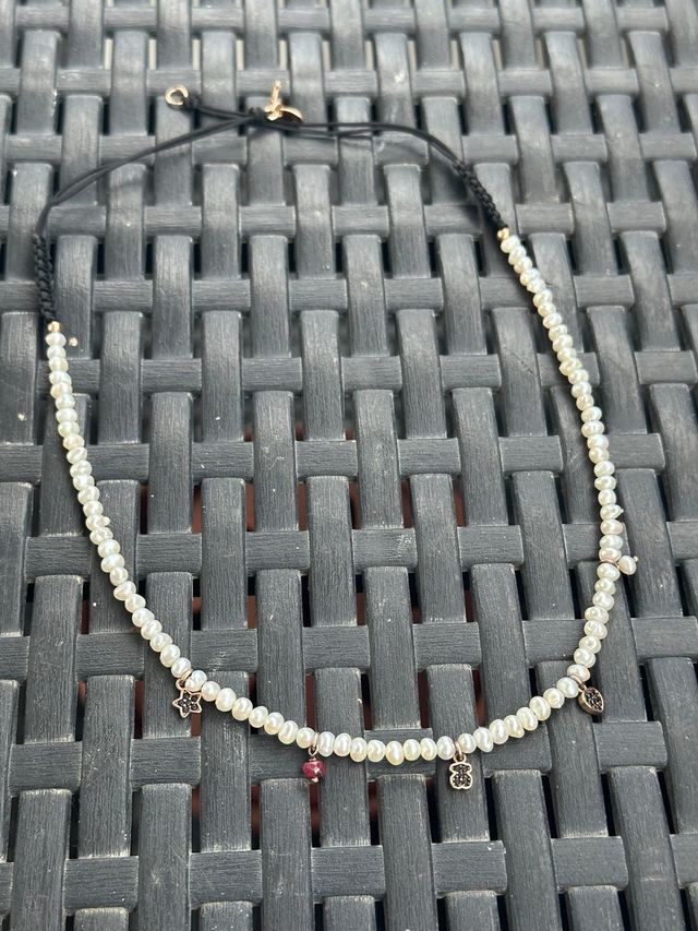 Gargantilla Tous  plata perlas cultivadas y rubi