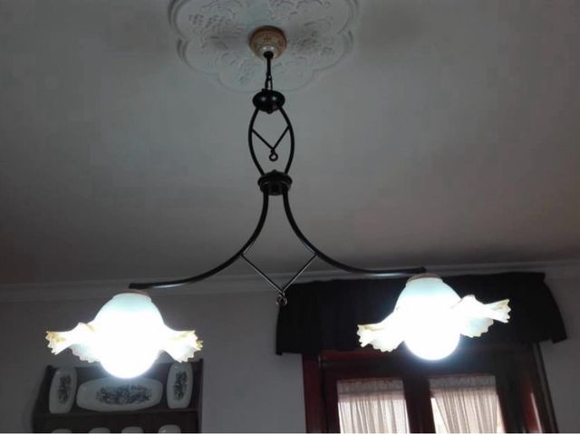 Lampadario 2 luci metallo vetro