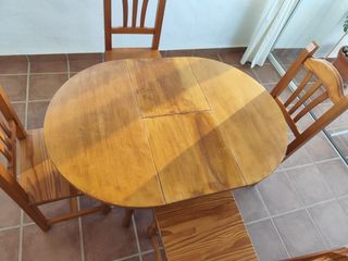 Mesa y 4 sillas madera - Jardín