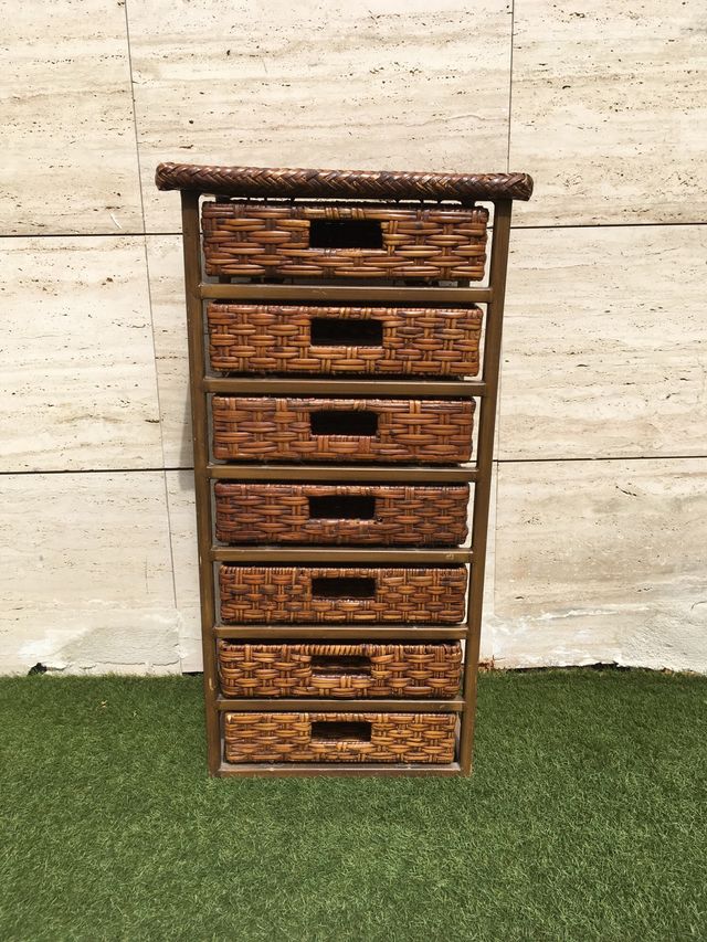 Cajonera mimbre metal - 7 cajones