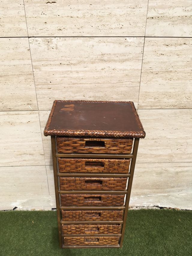 Cajonera mimbre metal - 7 cajones