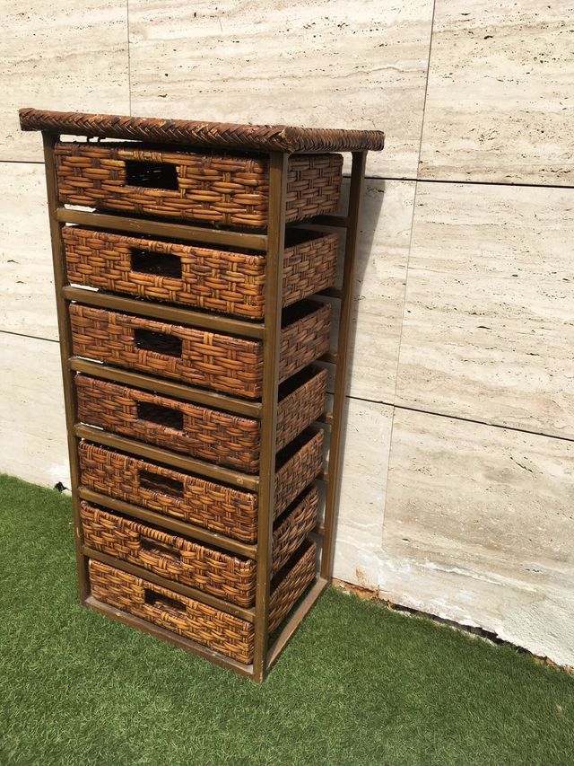 Cajonera mimbre metal - 7 cajones