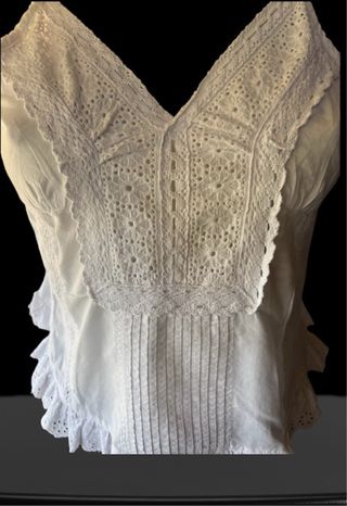 Blusa blanca algodón, encaje
