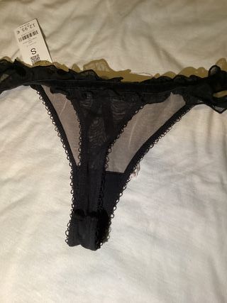 Tanga Undiz negra con lazo - blanco