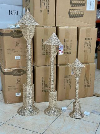 Lanterne glitter oro - Set 3 con luci